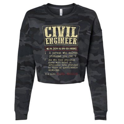 Civil Engineer Funny Definition Cropped Pullover Crew