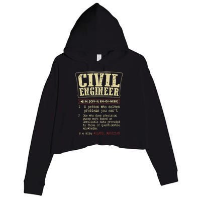 Civil Engineer Funny Definition Crop Fleece Hoodie