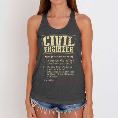 Civil Engineer Funny Definition Women's Knotted Racerback Tank