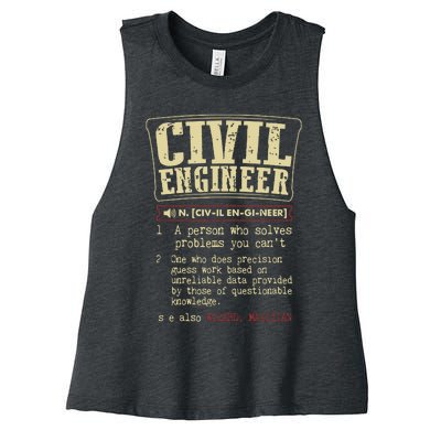 Civil Engineer Funny Definition Women's Racerback Cropped Tank