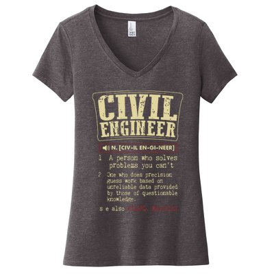 Civil Engineer Funny Definition Women's V-Neck T-Shirt