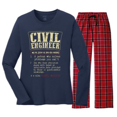 Civil Engineer Funny Definition Women's Long Sleeve Flannel Pajama Set 