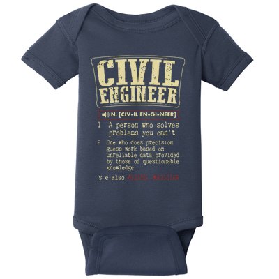 Civil Engineer Funny Definition Baby Bodysuit