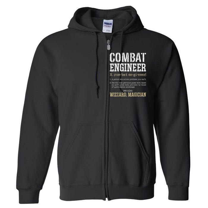 Combat Engineer Funny Engineering Dictionary Term Definition Full Zip Hoodie