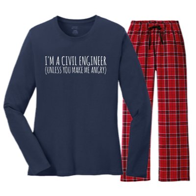 Civil Engineer Funny Civil Unless Angry Women's Long Sleeve Flannel Pajama Set 