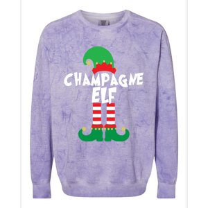 Champagne Elf Funny Christmas Squad Matching Xmas Gift Colorblast Crewneck Sweatshirt