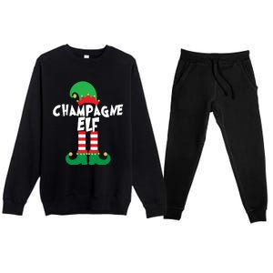 Champagne Elf Funny Christmas Squad Matching Xmas Gift Premium Crewneck Sweatsuit Set