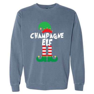 Champagne Elf Funny Christmas Squad Matching Xmas Gift Garment-Dyed Sweatshirt