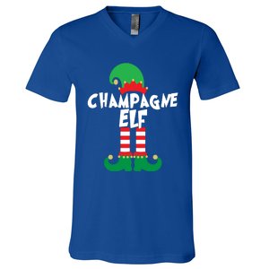 Champagne Elf Funny Christmas Squad Matching Xmas Gift V-Neck T-Shirt