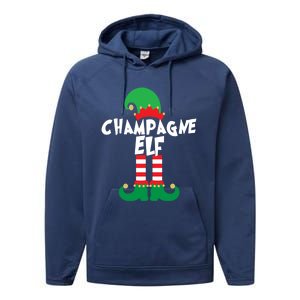 Champagne Elf Funny Christmas Squad Matching Xmas Gift Performance Fleece Hoodie