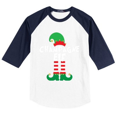 Champagne Elf Funny Christmas Squad Matching Xmas Gift Baseball Sleeve Shirt