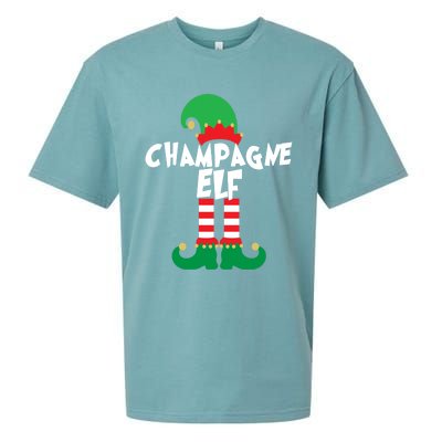 Champagne Elf Funny Christmas Squad Matching Xmas Gift Sueded Cloud Jersey T-Shirt