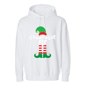 Champagne Elf Funny Christmas Squad Matching Xmas Gift Garment-Dyed Fleece Hoodie