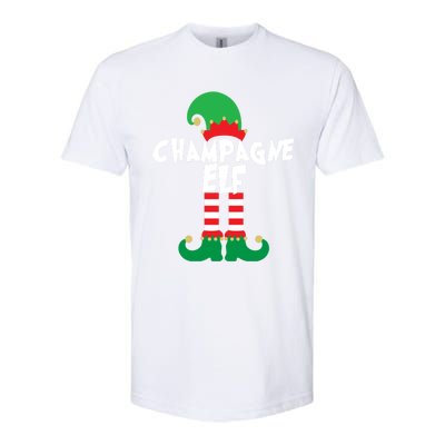 Champagne Elf Funny Christmas Squad Matching Xmas Gift Softstyle CVC T-Shirt