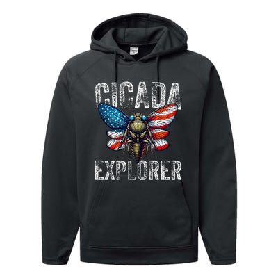 Cicada Explorer Funny Summer 2024 Insect Invasion Vintage Performance Fleece Hoodie