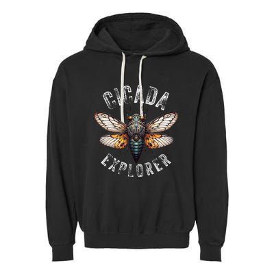 Cicada Explorer Funny Summer 2024 Insect Invasion Vintage Garment-Dyed Fleece Hoodie