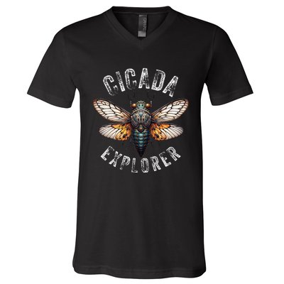 Cicada Explorer Funny Summer 2024 Insect Invasion Vintage V-Neck T-Shirt