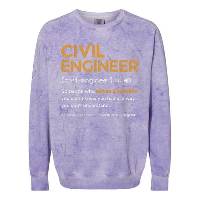 Civil Engineer Funny Definition Engineering Colorblast Crewneck Sweatshirt