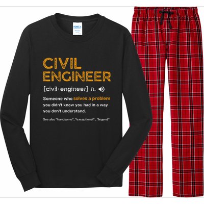 Civil Engineer Funny Definition Engineering Long Sleeve Pajama Set