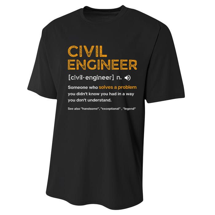 Civil Engineer Funny Definition Engineering Performance Sprint T-Shirt