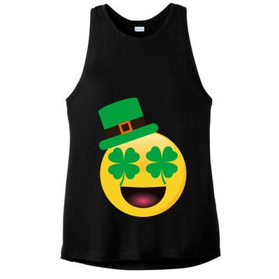 Emoji Smile Clover St. PatrickS Day Ladies PosiCharge Tri-Blend Wicking Tank