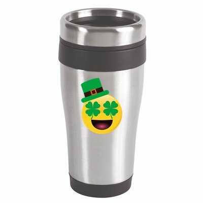 Emoji Smile Clover St. PatrickS Day 16oz Travel Tumbler