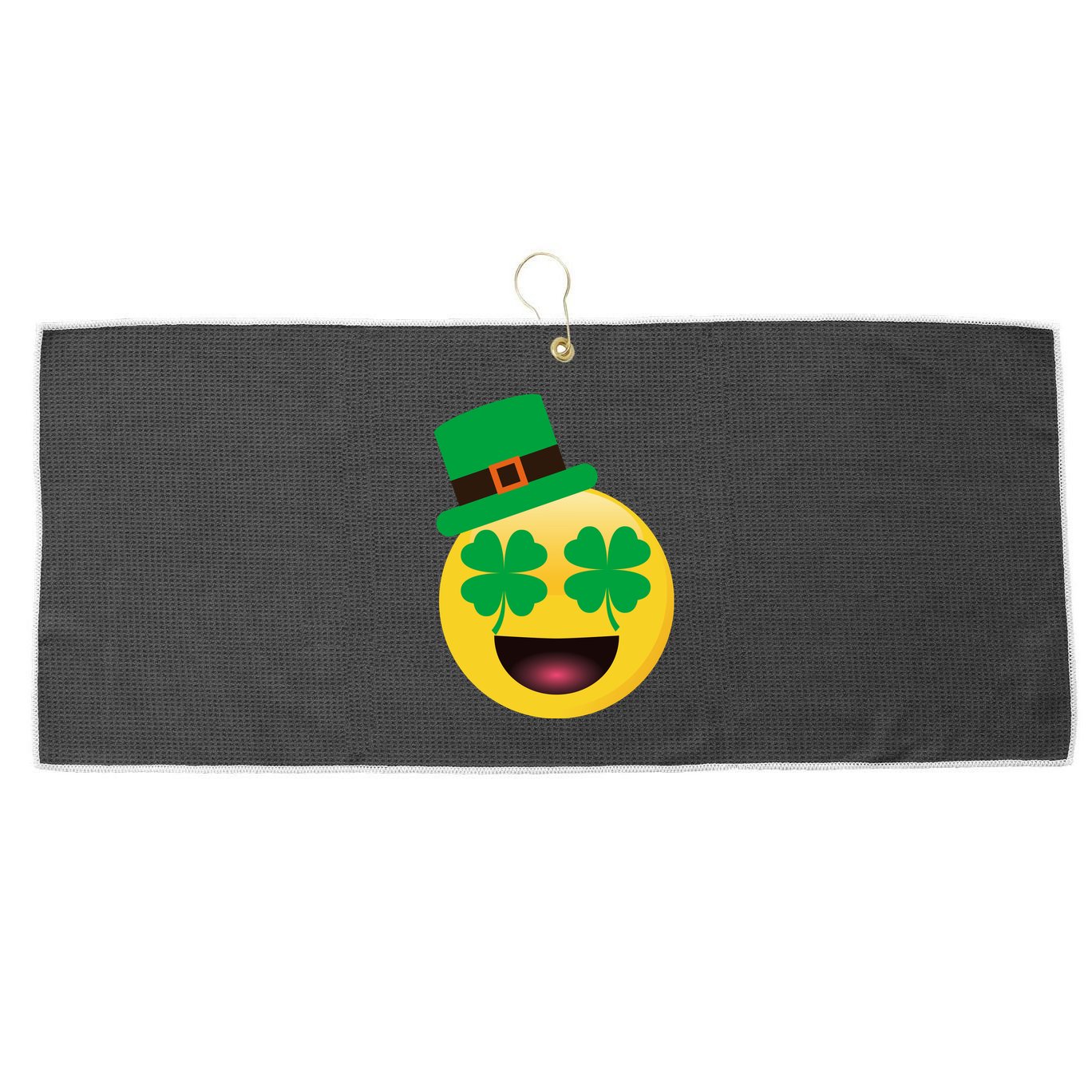 Emoji Smile Clover St. PatrickS Day Large Microfiber Waffle Golf Towel