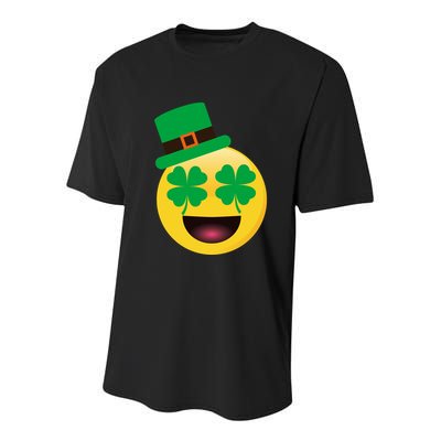 Emoji Smile Clover St. PatrickS Day Youth Performance Sprint T-Shirt