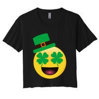 Emoji Smile Clover St. PatrickS Day Women's Crop Top Tee