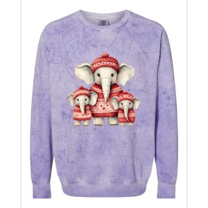 Christmas Elephant Family Matching Outfit Colorblast Crewneck Sweatshirt