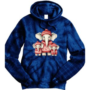 Christmas Elephant Family Matching Outfit Tie Dye Hoodie