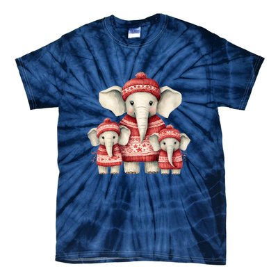 Christmas Elephant Family Matching Outfit Tie-Dye T-Shirt