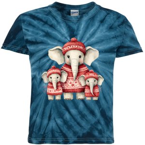 Christmas Elephant Family Matching Outfit Kids Tie-Dye T-Shirt