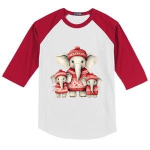 Christmas Elephant Family Matching Outfit Kids Colorblock Raglan Jersey