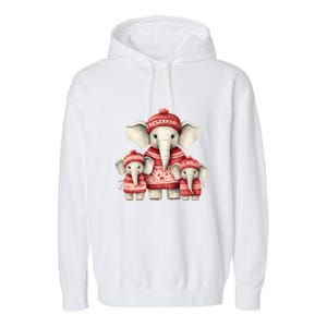 Christmas Elephant Family Matching Outfit Garment-Dyed Fleece Hoodie