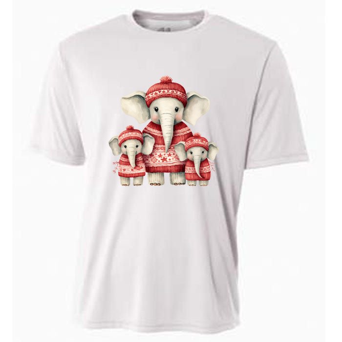 Christmas Elephant Family Matching Outfit Cooling Performance Crew T-Shirt