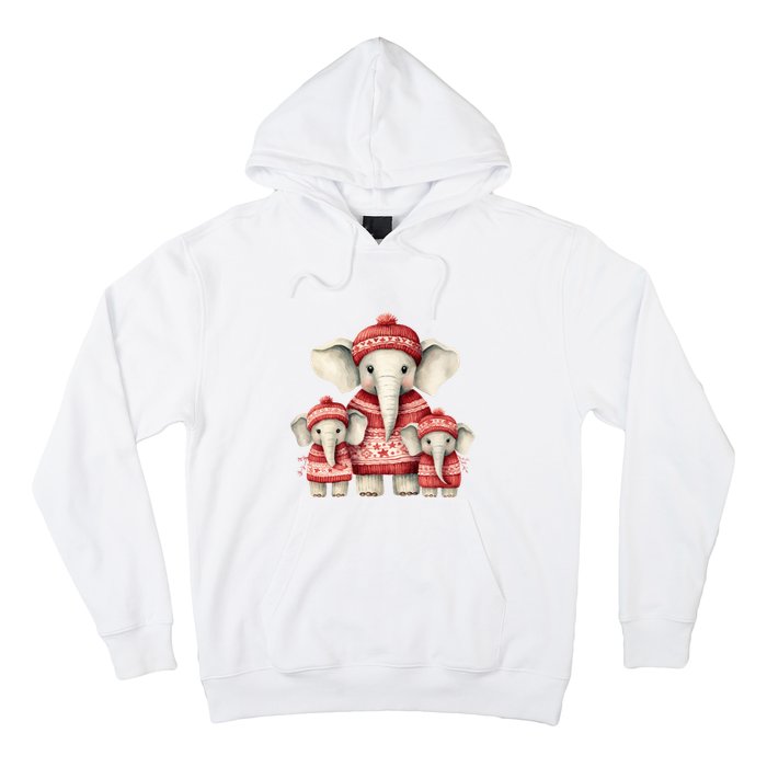 Christmas Elephant Family Matching Outfit Hoodie