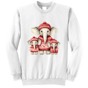 Christmas Elephant Family Matching Outfit Sweatshirt