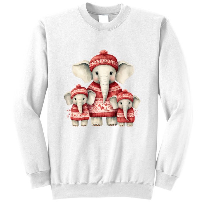 Christmas Elephant Family Matching Outfit Sweatshirt