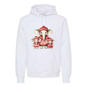 Christmas Elephant Family Matching Outfit Premium Hoodie