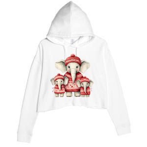 Christmas Elephant Family Matching Outfit Crop Fleece Hoodie