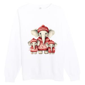 Christmas Elephant Family Matching Outfit Premium Crewneck Sweatshirt