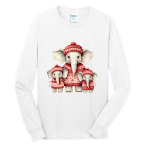 Christmas Elephant Family Matching Outfit Tall Long Sleeve T-Shirt