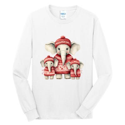 Christmas Elephant Family Matching Outfit Tall Long Sleeve T-Shirt