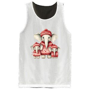 Christmas Elephant Family Matching Outfit Mesh Reversible Basketball Jersey Tank