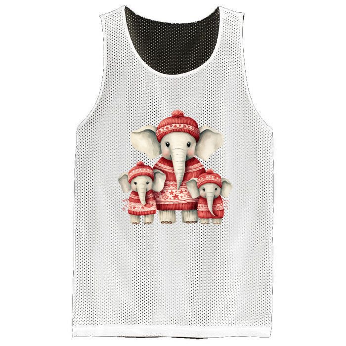 Christmas Elephant Family Matching Outfit Mesh Reversible Basketball Jersey Tank