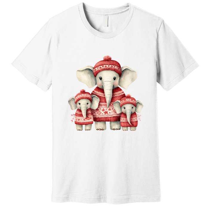 Christmas Elephant Family Matching Outfit Premium T-Shirt