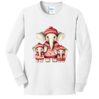 Christmas Elephant Family Matching Outfit Kids Long Sleeve Shirt