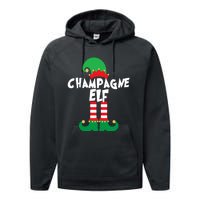 Champagne Elf Funny Christmas Squad Matching Xmas Performance Fleece Hoodie