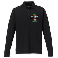 Champagne Elf Funny Christmas Squad Matching Xmas Performance Long Sleeve Polo